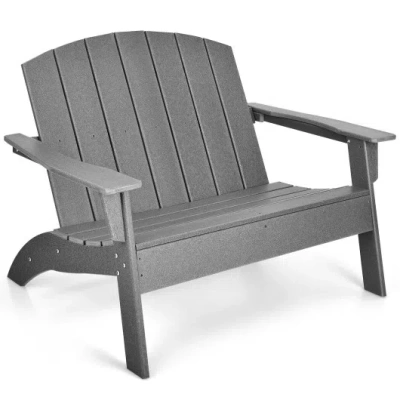 Costway Hdpe Patio Adirondack Chair For Porch Garden Backyard-gray