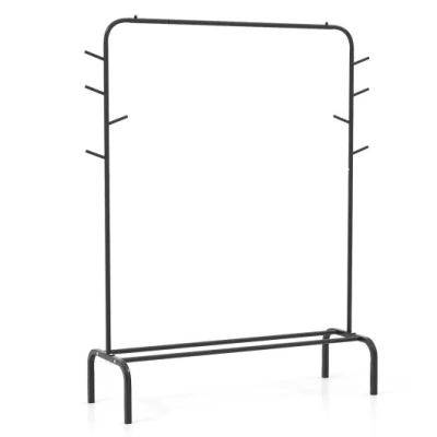 Costway Heavy Duty Clothes Rack 50-inch Wide Metal Garment Wardrobe Rack-black