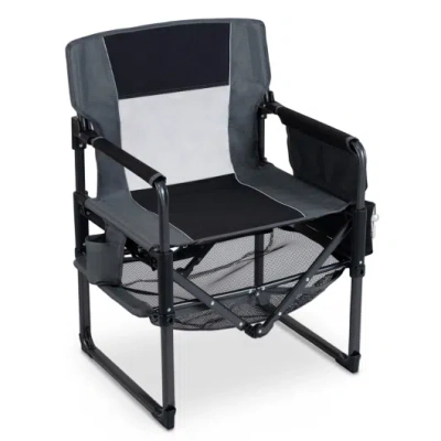 Costway Heavy Duty Outdoor Camping Chair With Cup Holder And Bottle Opener-black