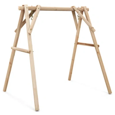 Costway Heavy Duty Wooden Swing Frame With Reinforced Bars In Brown