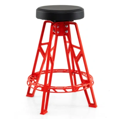 Costway Heavy-duty Aluminum Garage Bar Chair With 360° Swiveling Seat-red In Multi