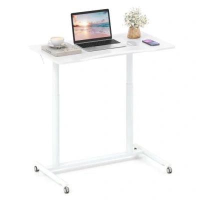 Costway Height Adjustable Computer Desk Sit To Stand Rolling Table In Multi