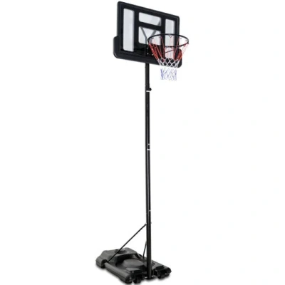 Costway Height Adjustable Portable Shatterproof Backboard Basketball Hoop With 2 Nets In Black