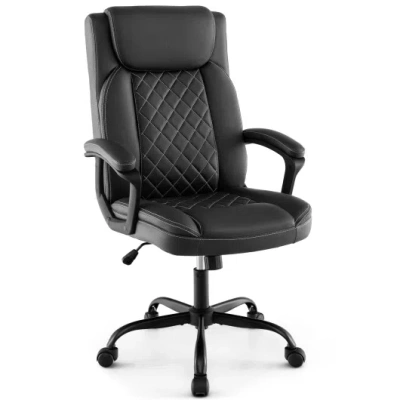 Costway High Back Ergonomic Executive Chair With Thick Headrest Cushion-black