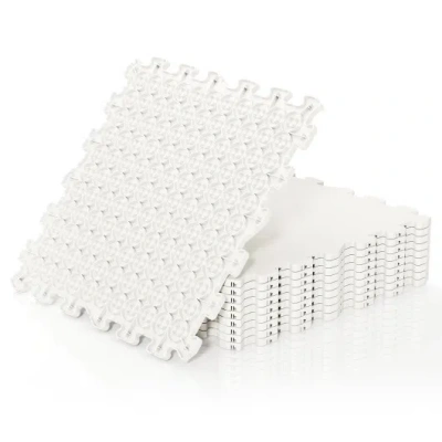 Costway Hockey Flooring Tiles For Training Dryland Synthetic Ice Tiles Hockey Shooting Equipment In White