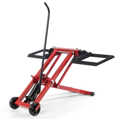 Costway Hydraulic Lawnmower Lift Jack For Tractors And Zero Turn Riding Lawn Mowers In Red