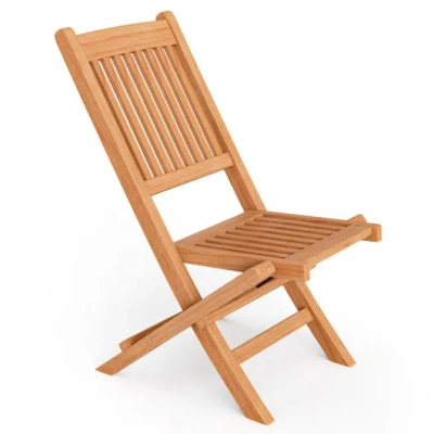 Costway Indonesia Teak Wood Patio Folding Dining Chair With Slatted Seat In Animal Print