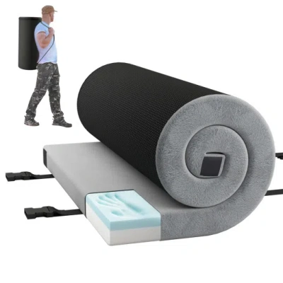 Costway Indoor Outdoor Sleeping Mat With High Density Foam Cushion And Carrying Bag-gary In Black