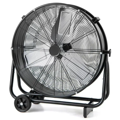 Costway Industrial Drum Fan With 2 Wheels And 360-degree Adjustable Tilt-black In Multi