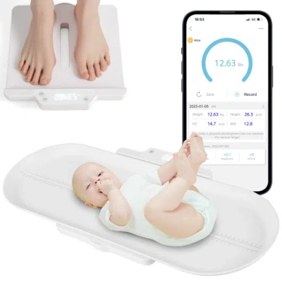 Costway Infant Scale With Detachable Tray For Body Weight And Height Measurement-white In Multi