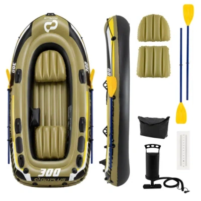 Costway Inflatable Boat 3-person Fishing Raft Set With Oars And Pump-green