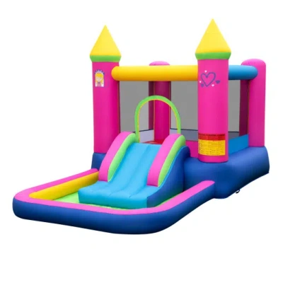 Costway Inflatable Bounce House 4-in-1 Kids Princess-themed Bouncer Blow-up Bouncy Castle In Multi