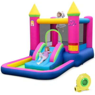 Costway Inflatable Bounce House 4-in-1 Kids Princess-themed Bouncer Blow-up Bouncy Castle With 480 Blower In Multi