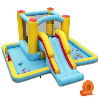 Costway Inflatable Bounce House 7-in-1 Bouncy Castle With Slide And Tunnel With 550w Blower In Multi