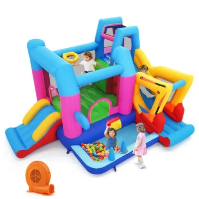 Costway Inflatable Bounce House 8-in-1 Excavator Themed Kids Bouncer With 750w Blower In Multi