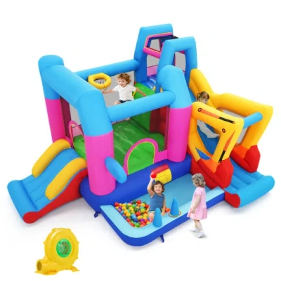 Costway Inflatable Bounce House 8-in-1 Excavator Themed Kids Bouncer With 780w Blower In Multi