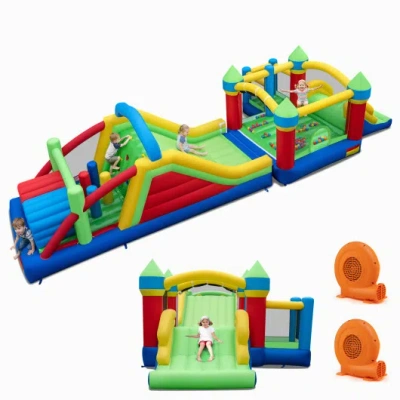 Costway Inflatable Bounce House Blow Up Jumping Bouncer With 750w Blowers In Multi
