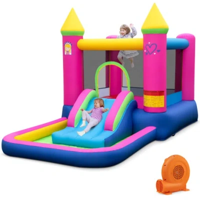 Costway Inflatable Bounce House Cute Princess Bouncy Castle With 520w Blower In Multi