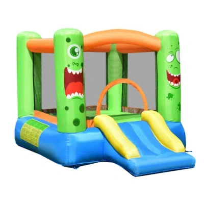 Costway Inflatable Bounce House Jumper Castle Kid's Playhouse With Long Slide In Multi