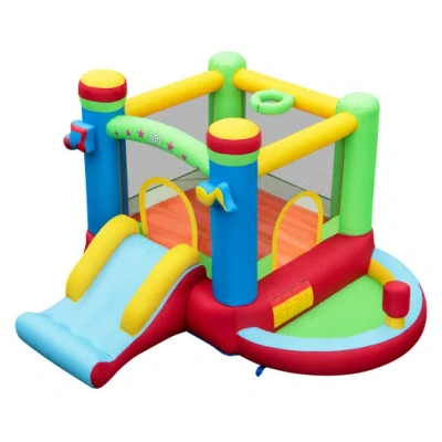 Costway Inflatable Bounce House Kids Music-themed Castle Sound Interaction Inflatable Bouncer Without Blower In Multi