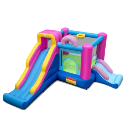 Costway Inflatable Bounce House With Slides And Basketball Hoop (without Blower) In Multi
