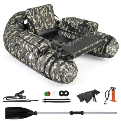 Costway Inflatable Float Tube With Fish Ruler Rod Holder And Storage Pockets-camouflage In Multi