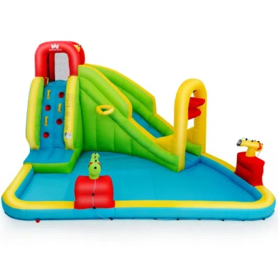 Costway Inflatable Splash Jump Slide Water Bounce Without Blower In Animal Print
