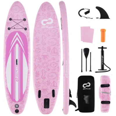 Costway Inflatable Stand Up Paddle Board I Sup Board Accessories With 3 Fins And Backpack-l In Pink
