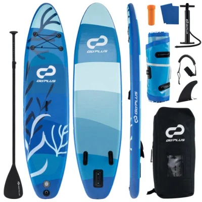 Costway Inflatable Stand Up Paddle Board Sup Board With Premium Sup Accessories-s In Blue