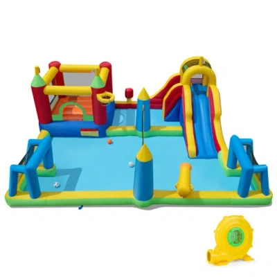 Costway Inflatable Water Slide Bounce House 9-in-1 Jumping Castle With 780w Blower In Multi