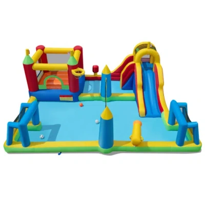 Costway Inflatable Water Slide Bounce House 9-in-1 Jumping Castle With Climbing Wall In Multi