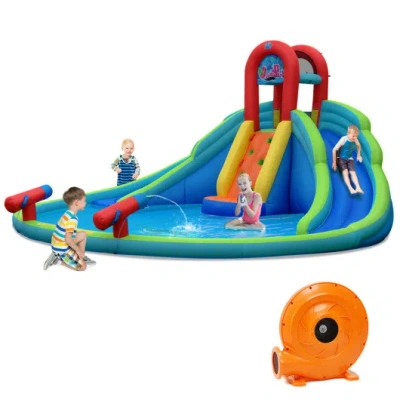 Costway Inflatable Water Slide Bounce House With Mighty Splash Pool In Multi