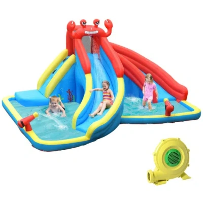 Costway Inflatable Water Slide Bounce House With Water Cannon And 950w Blower In Multi