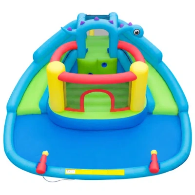 Costway Inflatable Water Slide Park Dinosaur-themed Kids Inflatable Bounce House With Double Slides