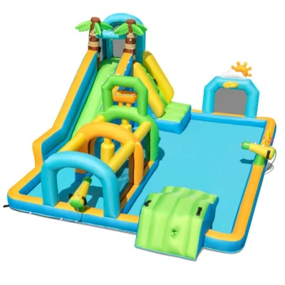 Costway Inflatable Water Slide Tropical Theme Dual Slide Aqua Park Blower Excluded In Multi