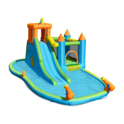 Costway Inflatable Water Slide With Bounce House And Splash Pool Without Blower For Kids In Animal Print