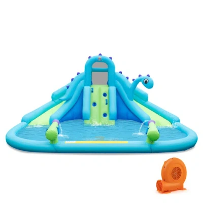 Costway Inflatable Water Slide With Dual Slides And Large Splash Pool And Carry Bag (with 584w Blower) In Multi