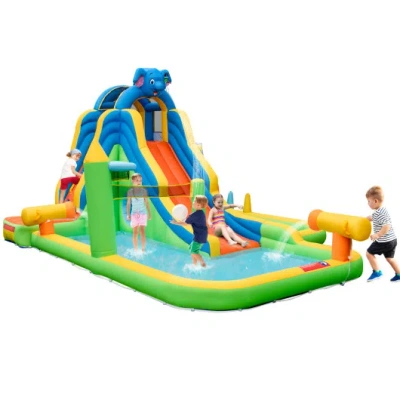 Costway Inflatable Water Slide With Splash Pool And Climbing Wall For Oudoor Indoor Without Blower In Multi