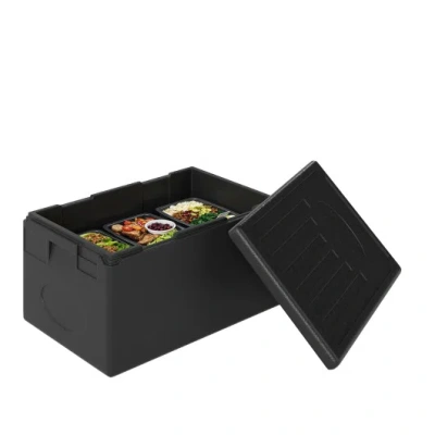 Costway Insulated Food Pan Carrier 49 Qt Top Load Stackable Hot Box With Built-in Handles In Animal Print