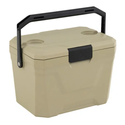 Costway Insulated Portable Cooler Hard Shell Ice Chest With 2 Cup Holders-sand Color In Brown