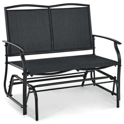 Costway Iron Patio Rocking Chair For Outdoor Backyard And Lawn-black