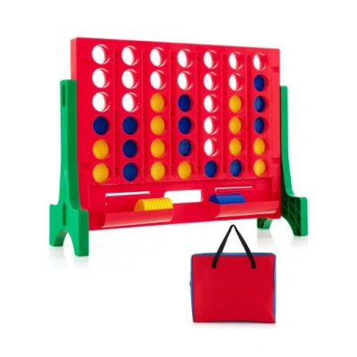 Costway Jumbo 4-to-score Connect Game Set With Carrying Bag And 42 Coins-green In Animal Print