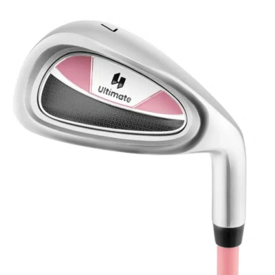 Costway Junior #7 Iron For Kids With Fiberglass Shaft And Headcover-pink In Gray