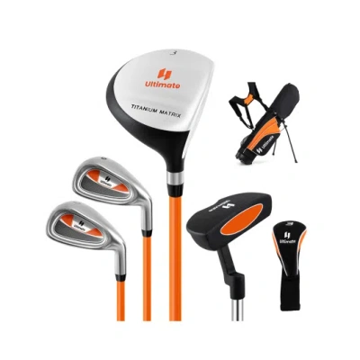 Costway Junior Complete Golf Club Set For Age 8 To 10-yellow In Multi
