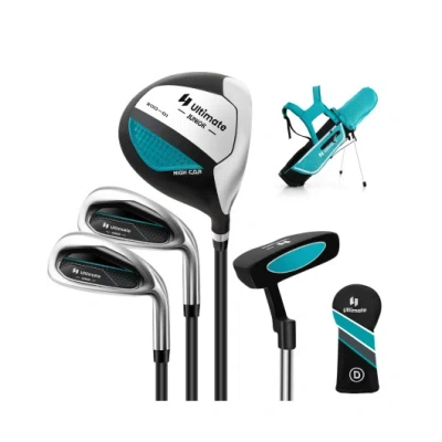 Costway Junior Complete Golf Club Set For Kids With Rain Hood Right Hand Children Golf Age 8-10 Years Old-bl In Multi