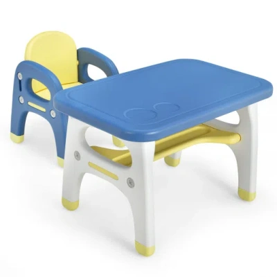 Costway Kids Activity Table And Chair Set With Montessori Toys For Preschool And Kindergarten-blue