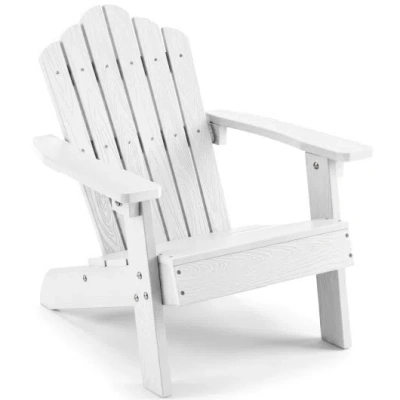 Costway Kids Adirondack Chair All-weather Outdoor Chair For Children With Tilted High Backrest-white In Multi