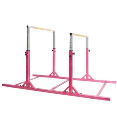 Costway Kids Adjustable Width & Height Gymnastics Parallel Bars In Multi