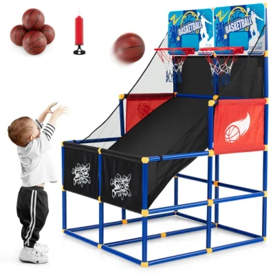Costway Kids Arcade Basketball Game Set With 4 Basketballs And Ball Pump In Multi