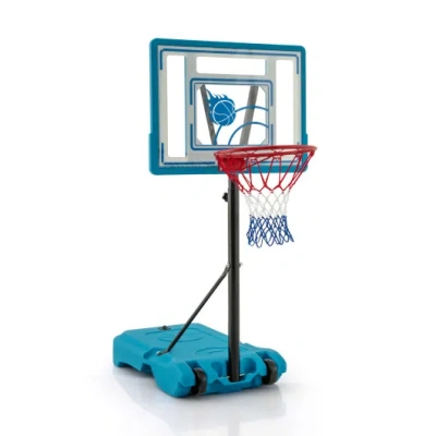 Costway Kids Basketball Hoop Adjustable 3.8 Ft Indoor Outdoor With Wheels In Blue